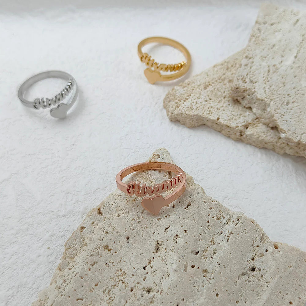 BAGUE COEUR AJUSTABLE 1 PRÉNOM