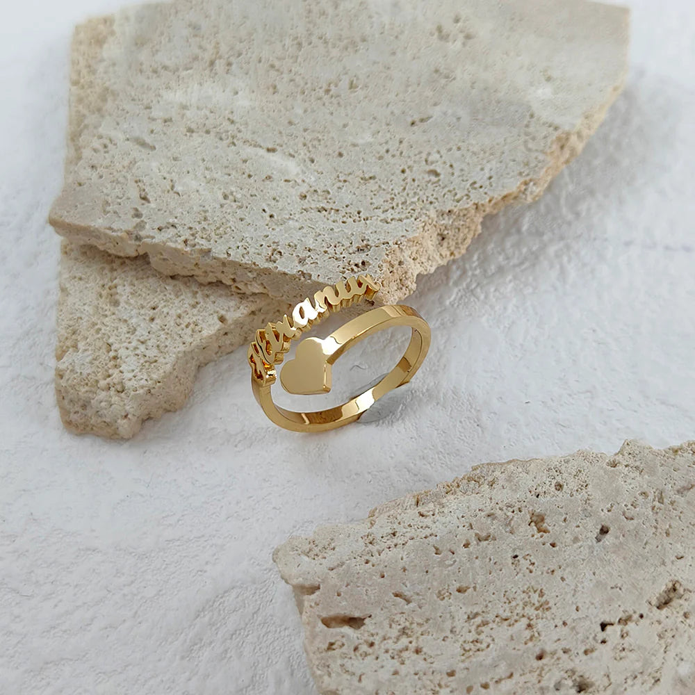 BAGUE COEUR AJUSTABLE 1 PRÉNOM