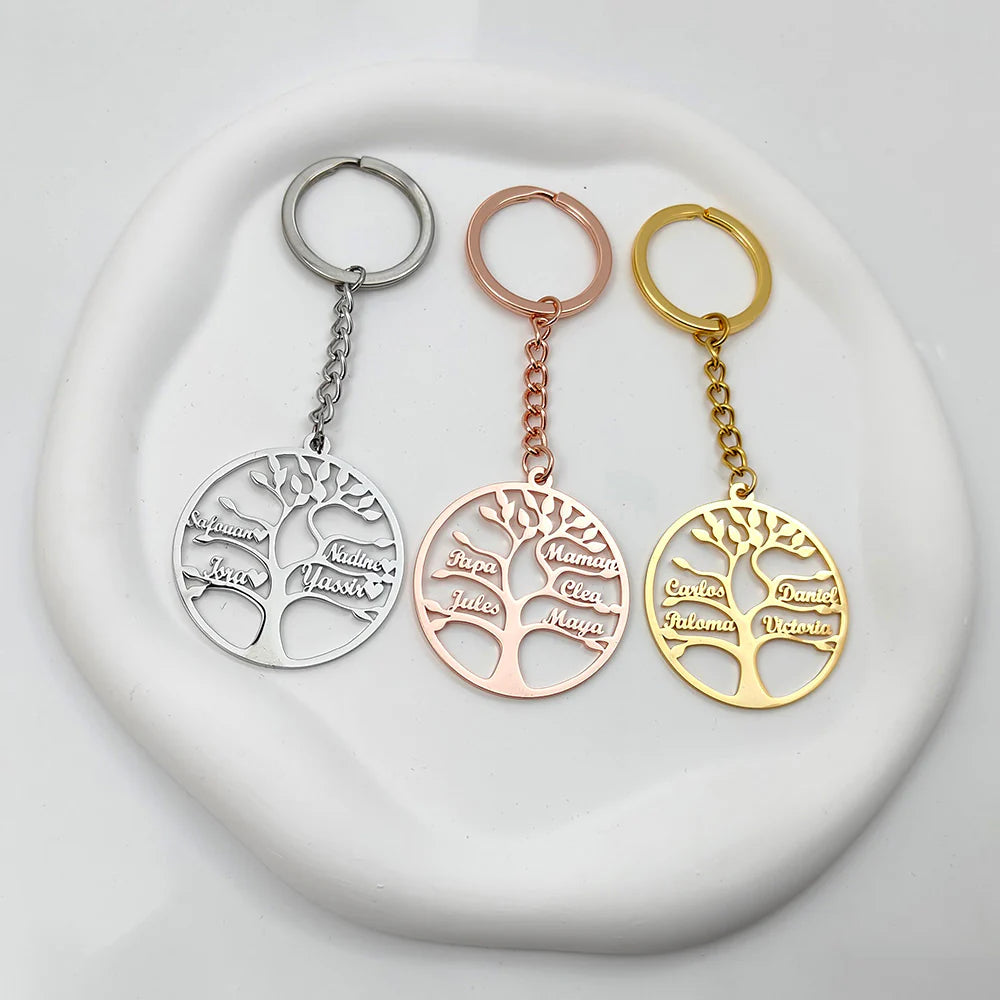 PORTE-CLÉS ARBRE DE VIE JUSQU'À 9 PRÉNOMS