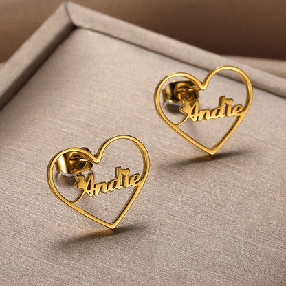 BOUCLES D'OREILLES COEUR JUSQU'À 2 PRÉNOMS