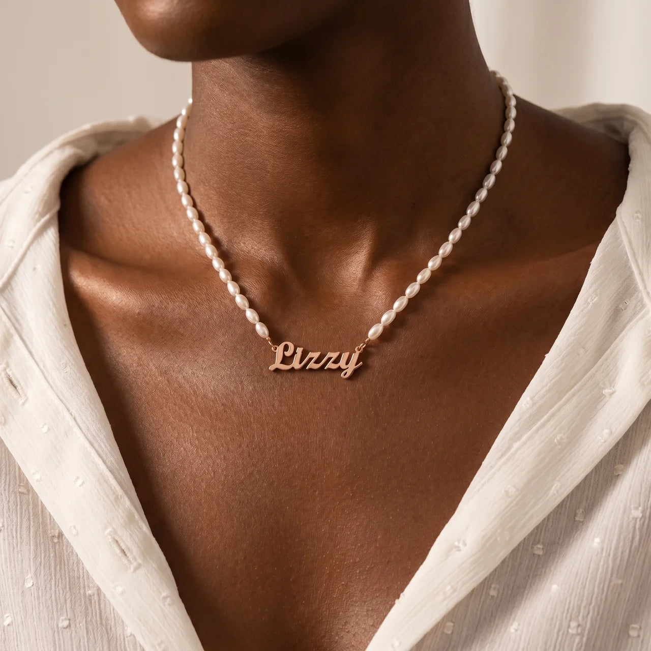 COLLIER PERLES 1 PRÉNOM