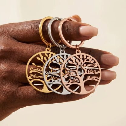 PORTE-CLÉS ARBRE DE VIE JUSQU'À 9 PRÉNOMS
